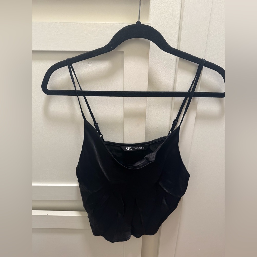 Zara satin tank top cowl neck